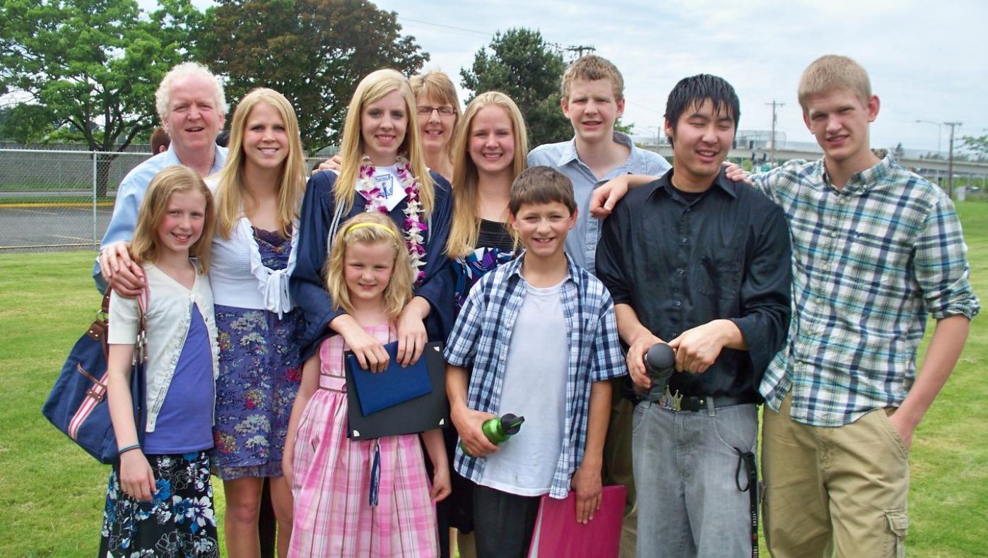 Photo from the 2011 Christmas letter: the family at Hannah’s graduation